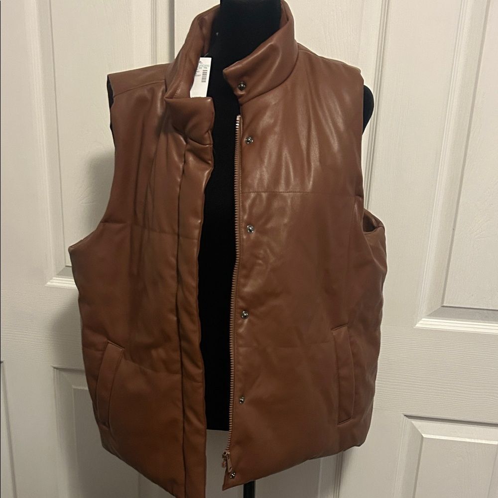 NWT Maurices Brown faux leather Vest for Women